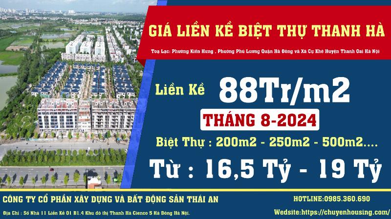 Các yếu tố chính ảnh hưởng đến giá bán nhà liền kề tại Khu đô thị Thanh Hà